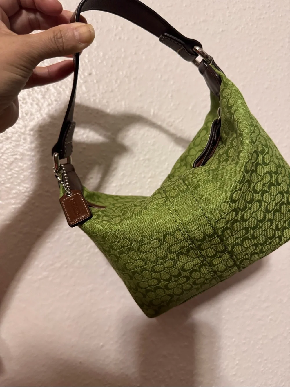 Coach Soho mini Vibrant Green Signature Jacquard Shoulder Bag